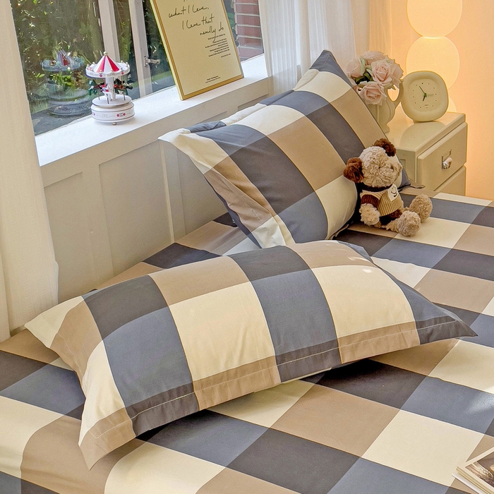 91家纺网 家纺一手货源 找家纺 恬澳家纺 2025新款水洗棉森系枕套 森系-英伦格