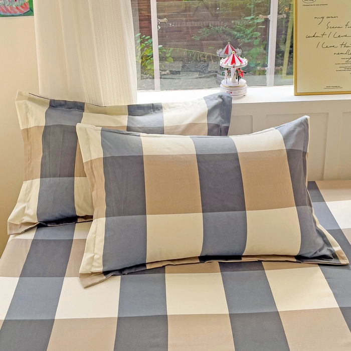 91家纺网 家纺一手货源 找家纺 恬澳家纺 2025新款水洗棉森系枕套 森系-英伦格