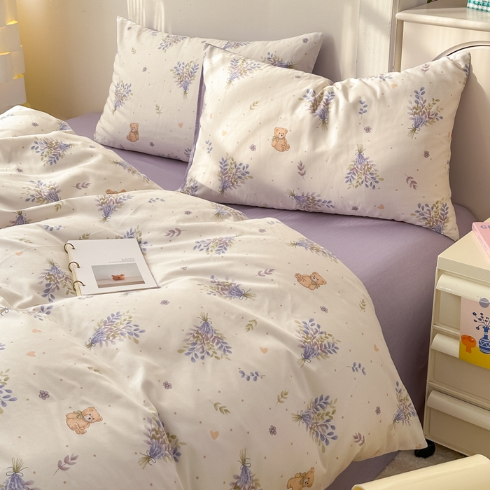 91家纺网 家纺一手货源 找家纺 清雅福 2025新款13070全棉小清新单枕套 松松熊