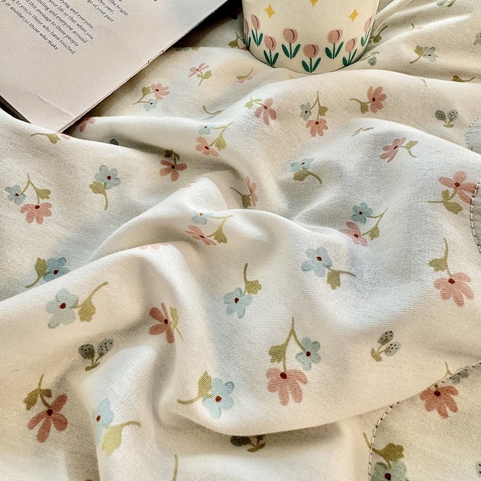 91家纺网 家纺一手货源 找家纺 尊妙被业 2025春夏新款全棉纯棉印花法式花边夏被夏凉被空调被夏被 花仙子-粉