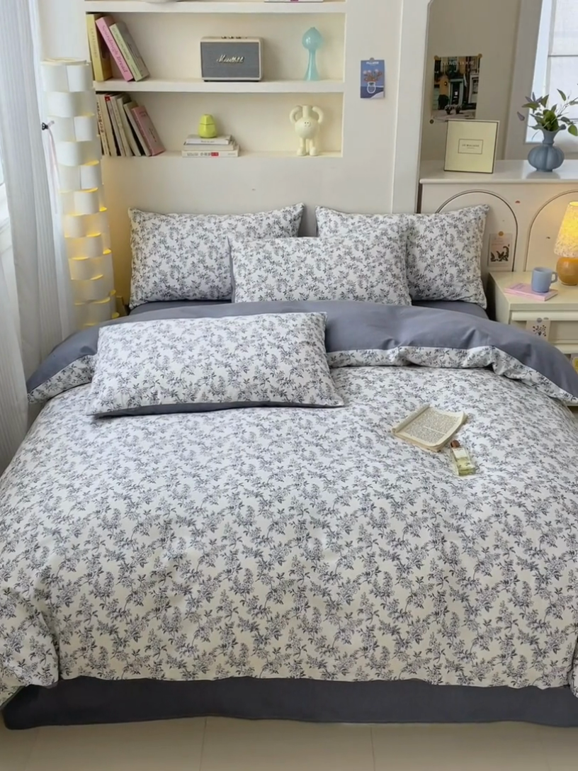 91家纺网 家纺一手货源 找家纺 清雅福 2025新款13070全棉小清新四件套 小墨兰