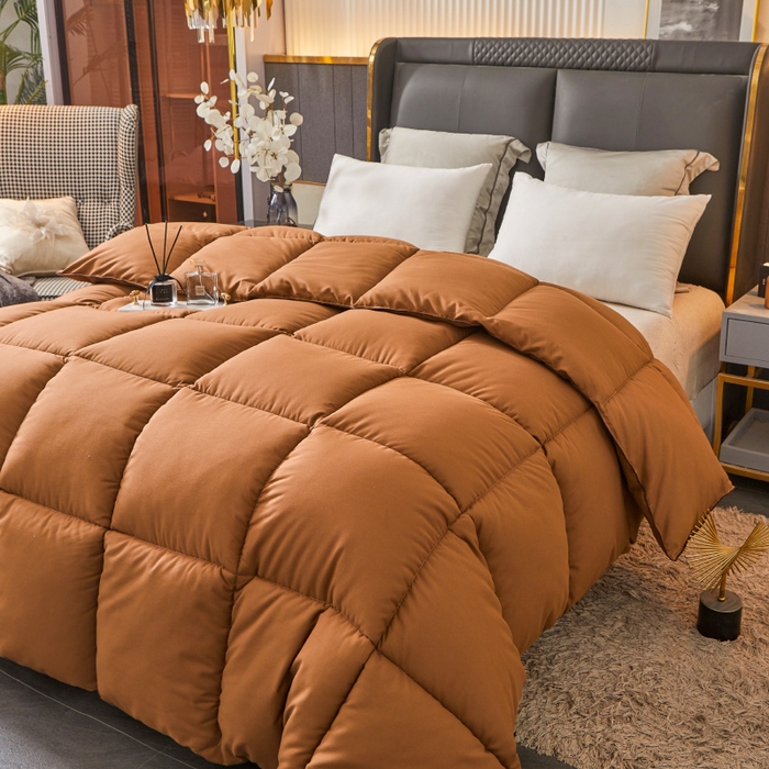 91家纺网 家纺一手货源 找家纺 招财星2店仓储 2025新款被子斜纹防羽布冬被春秋被被羽丝棉被 咖啡色