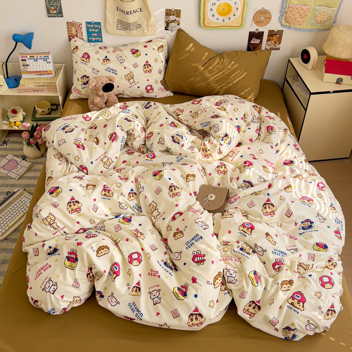 91家纺网 家纺一手货源 找家纺 水墨江南 2025新款超柔水洗棉系列四件套 动感小新