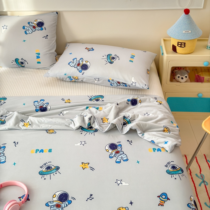 91家纺网 家纺一手货源 找家纺 木堇家居 25年春夏卡通小清新针织棉10%大豆夏被（长期款） 快乐星球