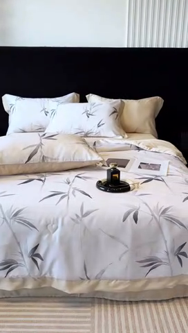 91家纺网 家纺一手货源 找家纺 迷尚家居 2025新款夏被100%莱赛尔数码印花夏被四件套50支天丝夏被 轻蔓竹