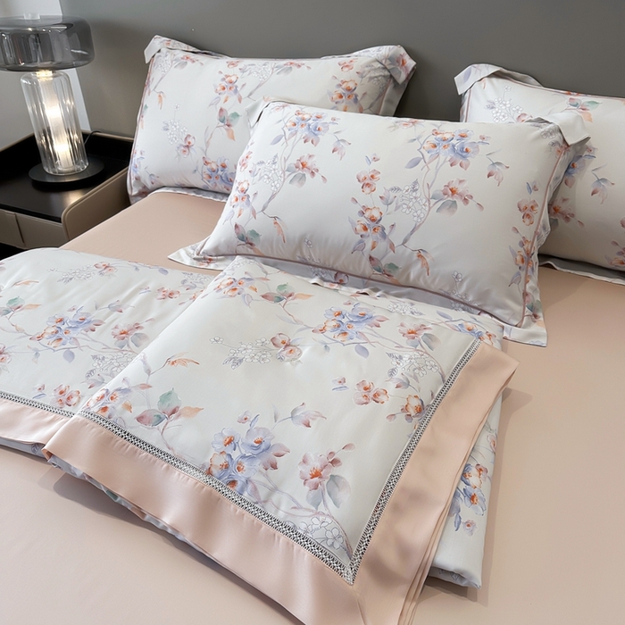 91家纺网 家纺一手货源 找家纺 娇逸家居 2025新款40s天丝莫代尔镂空款夏凉被 芬妮-米