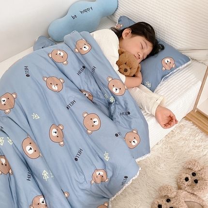 心卓婴童馆 2025新款A类针织棉被芯—儿童图 可爱熊蓝