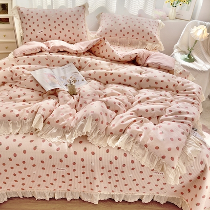 91家纺网 家纺一手货源 找家纺 （总）尊妙被业 2025春夏新款全棉纯棉印花法式花边春秋被可机洗