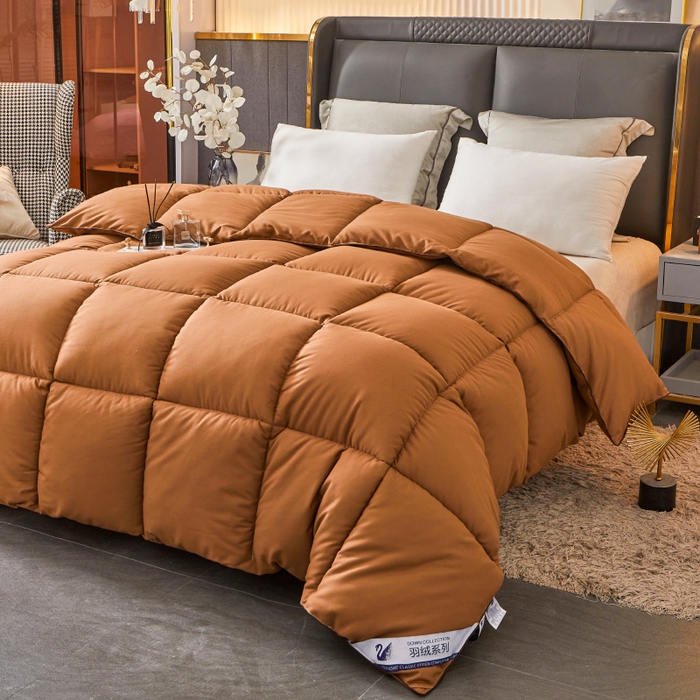 91家纺网 家纺一手货源 找家纺 招财星2店仓储 2025新款被子斜纹防羽布冬被春秋被被羽丝棉被 咖啡色