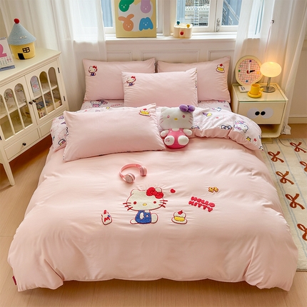 91家纺网 家纺一手货源 找家纺 （总）贝扬思家纺 2025新款水洗棉三丽鸥happy系列四件套