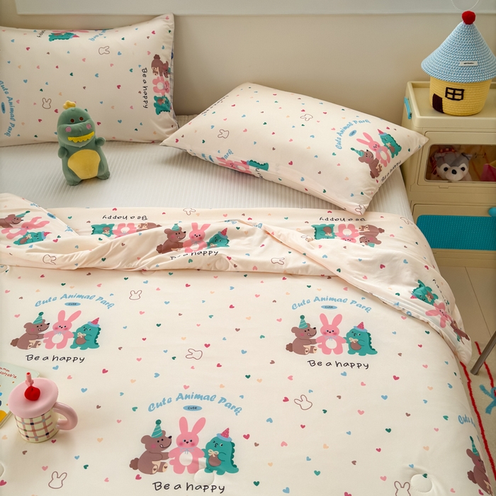 91家纺网 家纺一手货源 找家纺 木堇家居 25年春夏卡通小清新针织棉10%大豆夏被（长期款） 小伙伴