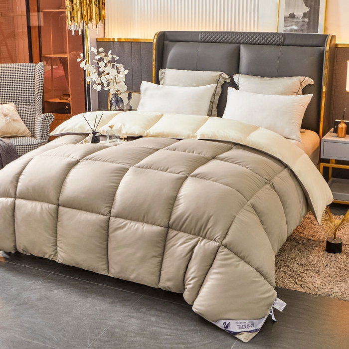 91家纺网 家纺一手货源 找家纺 招财星2店仓储 2025新款被子斜纹防羽布冬被春秋被被羽丝棉被 银灰米