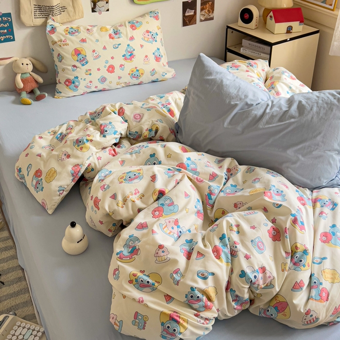 91家纺网 家纺一手货源 找家纺 水墨江南 2025新款超柔水洗棉系列四件套 多宝鱼