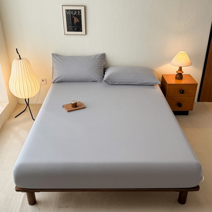 卧趣家纺 2025新品全棉纯色老粗布单品床笠系列 雪花银