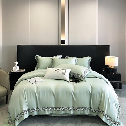 91家纺网 家纺一手货源 找家纺 （总）佳汐蓝家纺 2025新款60天丝绣花梦怡系列四件套