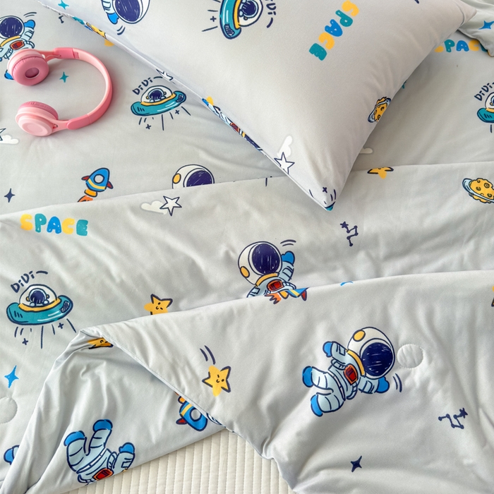 91家纺网 家纺一手货源 找家纺 木堇家居 25年春夏卡通小清新针织棉10%大豆夏被（长期款） 快乐星球