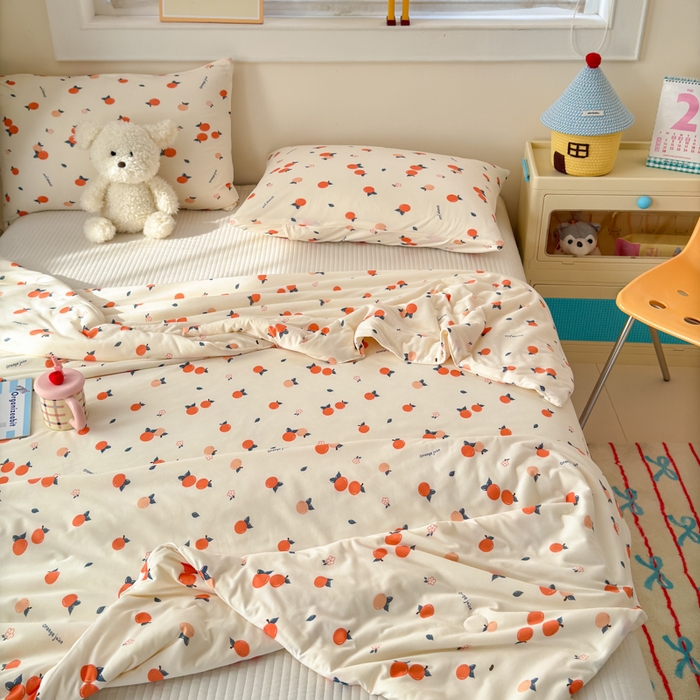 91家纺网 家纺一手货源 找家纺 木堇家居 25年春夏卡通小清新针织棉10%大豆夏被（长期款） 小桔子