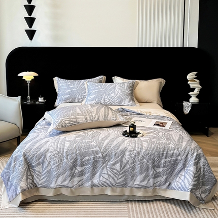 91家纺网 家纺一手货源 找家纺 迷尚家居 2025新款夏被100%莱赛尔数码印花夏被四件套50支天丝夏被 扶光