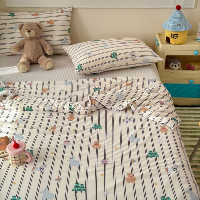 91家纺网 家纺一手货源 找家纺 木堇家居 25年春夏卡通小清新针织棉10%大豆夏被（长期款） 圣诞狂欢节