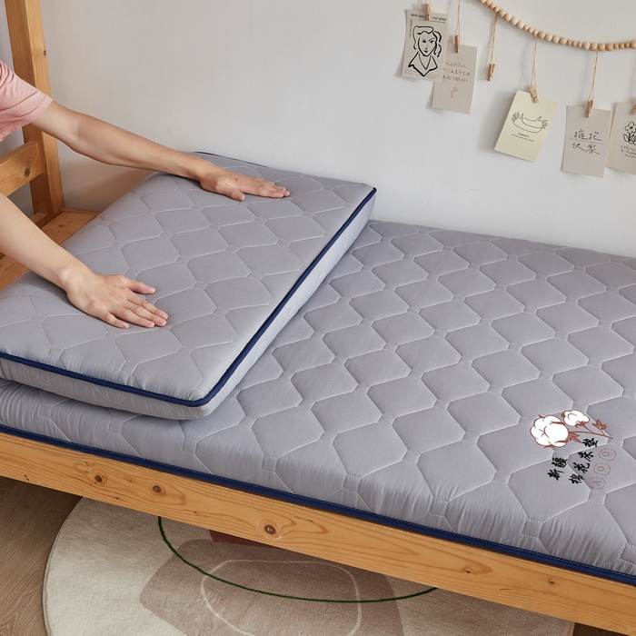 91家纺网 家纺一手货源 找家纺 招财狼家纺 2025新款水洗磨毛学生棉花海绵床垫-学生单边款 纯色棉花-星辰辉-厚度8cm