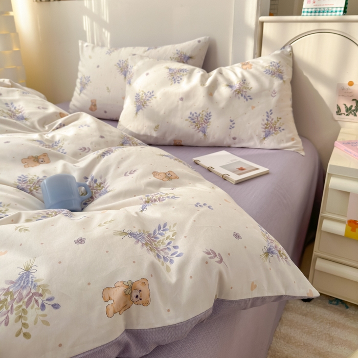 91家纺网 家纺一手货源 找家纺 清雅福 2025新款13070全棉小清新单枕套 松松熊