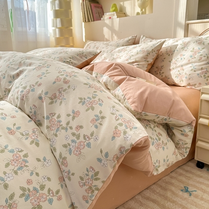 91家纺网 家纺一手货源 找家纺 （总）清雅福 2025新款13070全棉小清新四件套