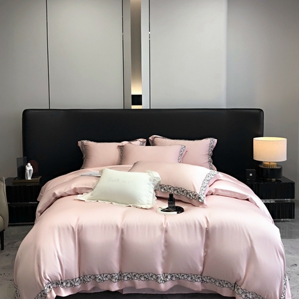 佳汐蓝家纺 2025新款60天丝绣花梦怡系列四件套 梦怡 粉