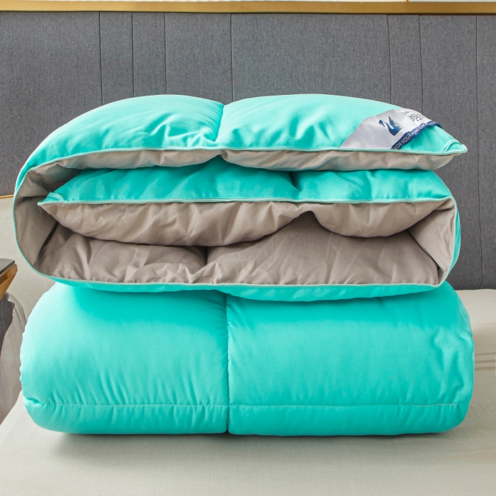 91家纺网 家纺一手货源 找家纺 招财星2店仓储 2025新款秋冬直播带货被子斜纹防羽布冬被春秋被被羽丝棉被 北岛绿灰