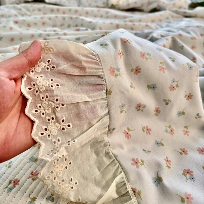 91家纺网 家纺一手货源 找家纺 尊妙被业 2025春夏新款全棉纯棉印花法式花边夏被夏凉被空调被夏被 花仙子-粉