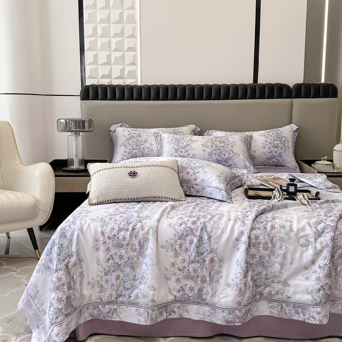 91家纺网 家纺一手货源 找家纺 娇逸家居 2025新款40s天丝莫代尔镂空款夏凉被 伯利兹-紫
