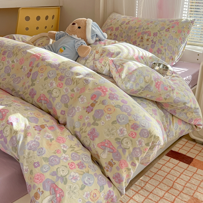 91家纺网 家纺一手货源 找家纺 韩巢家纺 2025新款超柔水洗棉学生宿舍寝室被套床单三件套 兔漫画报