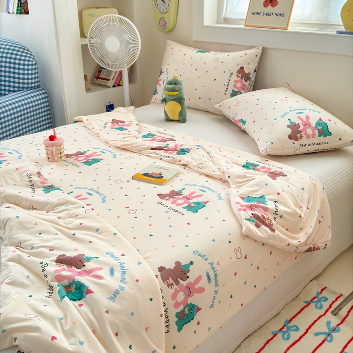 91家纺网 家纺一手货源 找家纺 木堇家居 25年春夏卡通小清新针织棉10%大豆夏被（长期款） 小伙伴