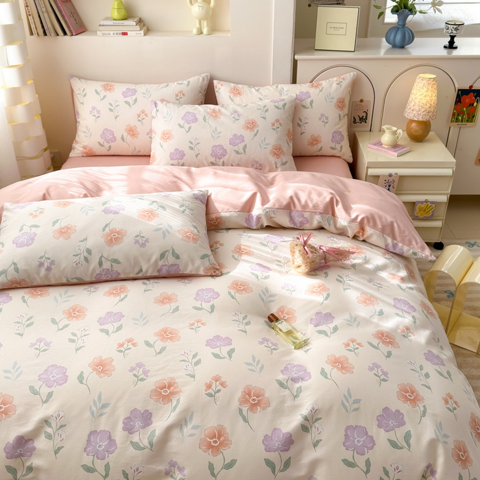 91家纺网 家纺一手货源 找家纺 清雅福 2025新款13070全棉小清新四件套 薄荷冬季·玉