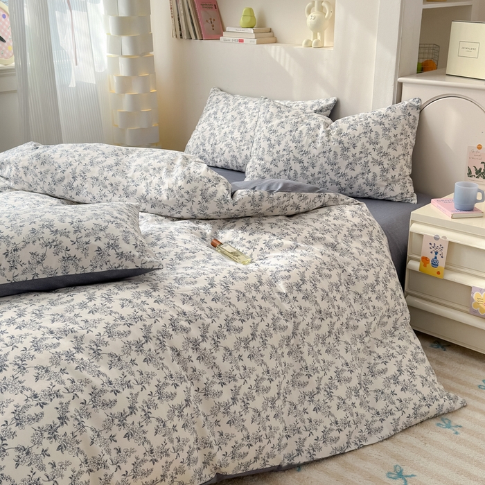 91家纺网 家纺一手货源 找家纺 清雅福 2025新款13070全棉小清新四件套 小墨兰