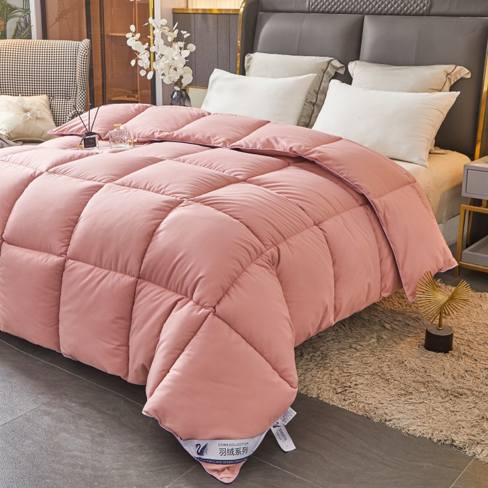 91家纺网 家纺一手货源 找家纺 招财星2店仓储 2025新款秋冬直播带货被子斜纹防羽布冬被春秋被被羽丝棉被 豆沙色