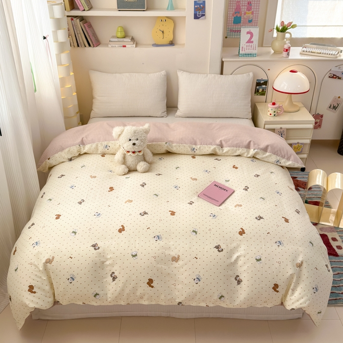 91家纺网 家纺一手货源 找家纺 清雅福 2025新款13070全棉小清新单被套 汪达轮