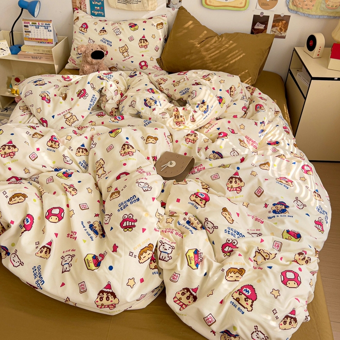 91家纺网 家纺一手货源 找家纺 水墨江南 2025新款超柔水洗棉系列四件套 动感小新