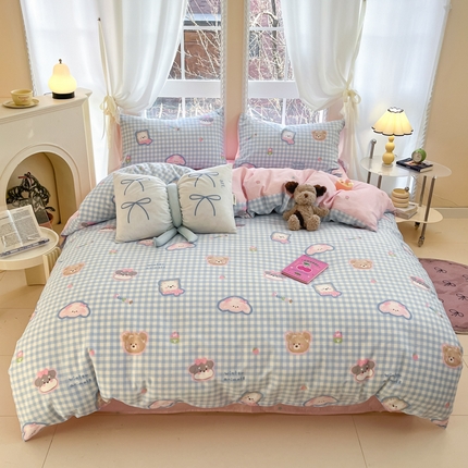 91家纺网 家纺一手货源 找家纺 （总）Sweet dreams甜梦 2025新款全棉印花卡通小清新四件套