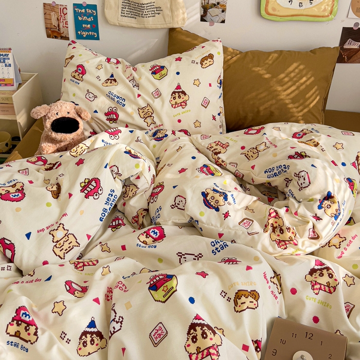 91家纺网 家纺一手货源 找家纺 水墨江南 2025新款超柔水洗棉系列四件套 动感小新