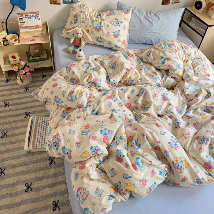 91家纺网 家纺一手货源 找家纺 水墨江南 2025新款超柔水洗棉系列四件套 多宝鱼