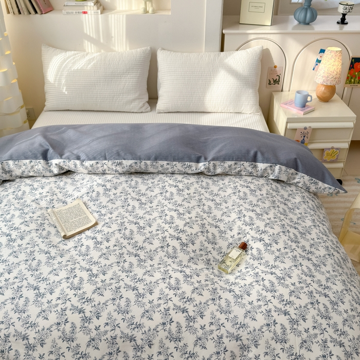 91家纺网 家纺一手货源 找家纺 清雅福 2025新款13070全棉小清新单被套 小墨兰