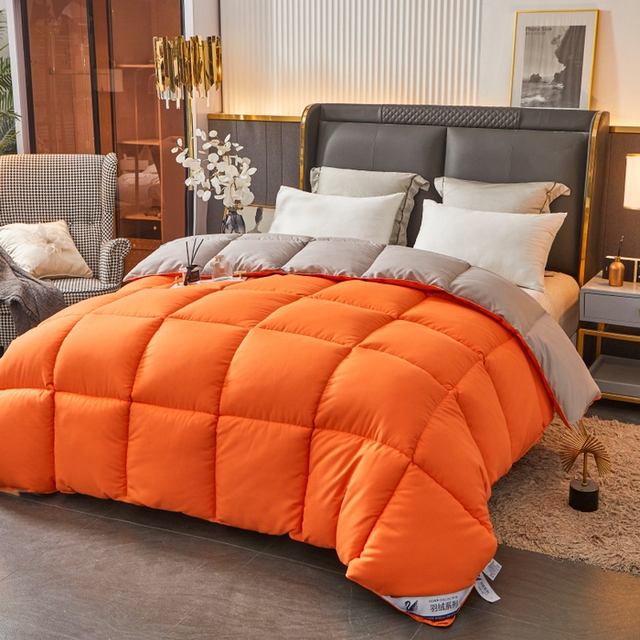 91家纺网 家纺一手货源 找家纺 招财星2店仓储 2025新款被子斜纹防羽布冬被春秋被被羽丝棉被 橙灰色