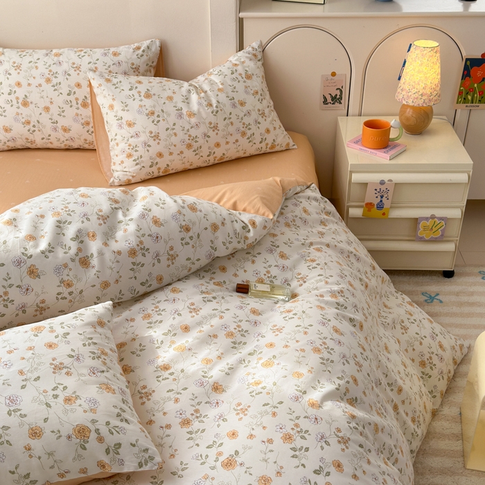 91家纺网 家纺一手货源 找家纺 清雅福 2025新款13070全棉小清新四件套 芬芳满座