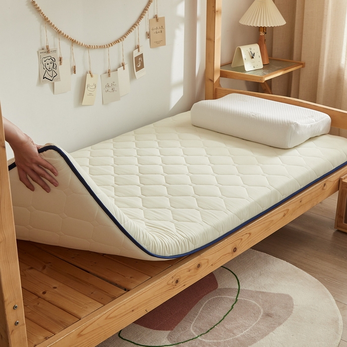 91家纺网 家纺一手货源 找家纺 招财狼家纺 2025新款水洗磨毛学生棉花海绵床垫-学生单边款 纯色棉花-米黄-厚度5cm