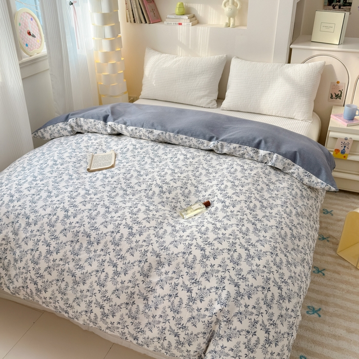 91家纺网 家纺一手货源 找家纺 清雅福 2025新款13070全棉小清新单被套 小墨兰