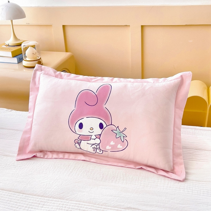 91家纺网 家纺一手货源 找家纺 乐秀家纺 2025新款全棉A类大版定位幼儿园被子三件套卡通三丽鸥被套被芯六件套   天使美乐蒂