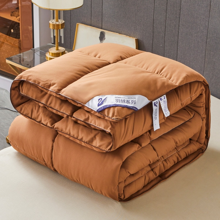 91家纺网 家纺一手货源 找家纺 招财星2店仓储 2025新款被子斜纹防羽布冬被春秋被被羽丝棉被 咖啡色