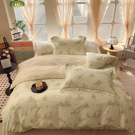 91家纺网 家纺一手货源 找家纺 （总）2025新款亲肤舒适小清新全棉四件套