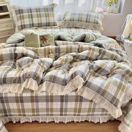 91家纺网 家纺一手货源 找家纺 （总）尊妙被业 2025春夏新款全棉纯棉印花法式花边春秋被可机洗