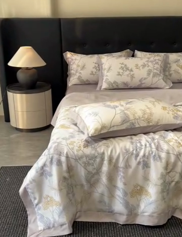 91家纺网 家纺一手货源 找家纺 迷尚家居 2025新款夏被100%莱赛尔数码印花夏被四件套50支天丝夏被 析漫枝